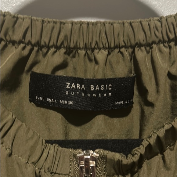 Zara Green Bomber Jacket with Elastic Waistband Size L - Picture 4 of 9